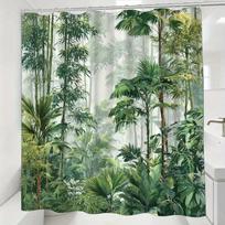 Tropical Jungle Shower Curtain – Lush Green Plants & Palm Trees, 71×71 , Polyester, 12 Hooks, Spa-Style Bathroom Decor (as the picture,90x180cm35x71in)