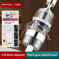 Faucet extension filter 3 gears kitchen nozzle tap water household aerator 316 filter sidabro pilka spalva