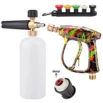 Portable Graffiti Pressure Washer Gun Set, Foam Pot, 5 Nozzles & Lavor Metal Adapter for Car Washing & Outdoor Patio Cleaning