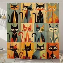 Colorful Abstract Cats Waterproof Shower Curtain for Bathroom Decor, Modern Art Design, Vibrant Colors, Unique Home Decoration (as the picture,W90XH180cm)
