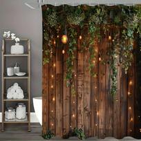 Rustic Charm with Fairy Lights Shower Curtain - Multi-Style Bath Decor, Perfect for Those Who Love Cozy and Practical Designs (as the picture,W90XH180cm)