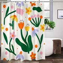 Retro Vintage Flowers 70s 80s Shower Curtain Washable Waterproof Fabric Aesthetic Bath Curta Set Bathroom with Hooks Decor (as the picture,W90xH180cm-35x70in)
