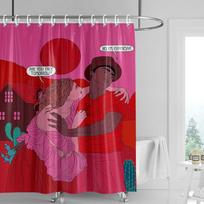 American INS wind shower curtain abstract illustration bathtub curtain el/SPA privacy partition curtain 180x 200cm 240 x180cm (as the picture,90x180cm)