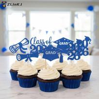 Class of 2026 Graduation Cake Decorations 12pc Mortarboard Cupcake Topper for Graduation Party Event 12pcs