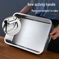 Extra Thick 304 Stainless Steel Deep Rectangular Pan with Lid 27x20x10cm