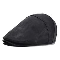Unisex Japanese Retro Tie-Dye Leather Beret Cap - British Style, Face-Slimming, Casual & Versatile One Size
