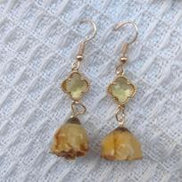Colorful Forest Fairy Stone Rose Earrings: Natural Dried Flowers with Gentle, Girly Charm. 14# spalva
