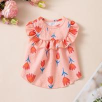Breathable Dog Cooling Vest Tulip Design Pet Skirt Clothes Cute Puppy Flower Skirt  Casual Wear S rožinė