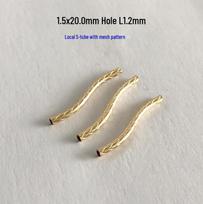 14K Gold Plated S-Shaped Net Texture Bent Tube for DIY Bracelets and Necklaces