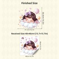 Cute Cartoon Girl Cloud Balloon Daisy Wall Sticker Self-Adhesive Decal for Kids Room Home Decor (as the picture,40x40CM)