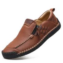 Men's Casual Retro Microfiber Leather Stitching Shoes with Zipper 48