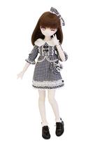 [Petite Marie Premium] 13 MDD MSD Compatible Dreamy Cute Lolita Gingham Check Dress Black 4-Piece Set for 40cm Dolls BJD Doll Clothes [Petite Marie