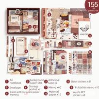 155Pcs/set Exquisite Vintage Notebook Set Thickened Grid Journal Quick Notebook Set  Kids Stationery