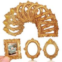 Adorainbow Mini Photo Frames, Set of 15, Dollhouse Miniature Frames, Gold, 112 Scale Accessories, Miniature Picture Frames, Resin, Dollhouse Photo