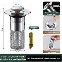 Washbasin Leak Plug, Stainless Steel Odor Proof Bouncing Core, Press Type Sink Drain, Universal Accessory for Washbasin 1PCS