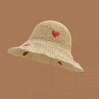 New Red Love Crochet Women Sun Hat Sun Protection Breathable Fisherman Hat Foldable Beach Hat Summer