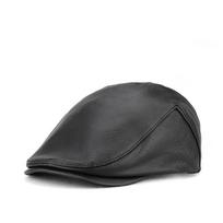 Unisex Lambskin Duckbill Beret - Stylish, Warm & Thin Leather Hat for Spring, Autumn & Winter XXL Adjustable (60-61CM)
