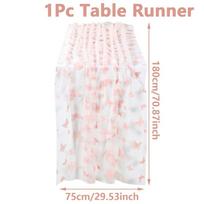 Butterfly Print Butterfly Mesh Table Runner Semi-Transparent Multi-color Gauze Tablecloth Table Decor Wedding Table Runner rožinė