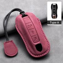 For Porsche Panamera Spyder Carrera Macan Cayman Cayenne 911 970 981 991 718 Suede Key Fob Keychain Leather Car Key Case Cover