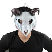 Antelope Halloween Mask Party Props Cosplay Supplies Halloween Bloody Skull Mask PU Leather Goat Horn Mask Costume Props balta