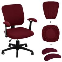 Solid Color Office Chair Covers Elastic Polyester Computer Split Seat Cover Stretchable Dustproof Chair Seat Slipcovers