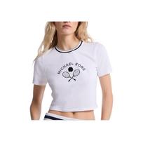 Michael Kors Round Neck Printed Short Sleeve T-Shirt Women tops White JS551PX97J-0100 S