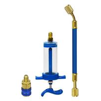 Auto A/C Oil/Dye Injector 50ml with r134a Low Side Quick Coupler Adapter 1/4 Air Conditioning Manual Oiler Injection Repair Tool 1 Set