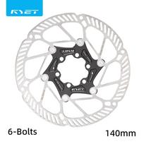 RYET Ultralight Floating Bike Disc Rotor 140mm 160mm - 6 Bolt & Center Lock Stainless Steel for Mountain Road Bicycle Cycling Black 6 Bolts 140