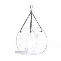 Clear Acrylic Window Bird Feeder Strong Suction Cup Transparent Bird House Chain Round Hanging Bird Feeder