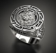 Retro Wolf Totem Nordic Mythology Viking Warrior Wolf Head Men Ring Geometric Design Customizable Sizes 7
