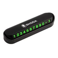 Car Temporary Parking Card Auto Emblem Phone Number Card Plate For Skoda Octavia Superb Rapid Kodiaq Fabia Kamiq Enyaq iV Scala