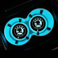 Water Cup Coaster Anti-Slip Pad Ambient Light Car Interior USB Charging LED Car Cup Holder Light  For Skoda 7 Color Luminous