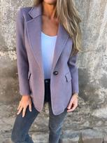 Women's Cross-Border Woolen Turn-Down Collar Buttoned Suit Jacket for Autumn/Winter 2026 with Faux Pockets S