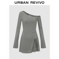 Trendy Off-Shoulder Ruched Tie-up Mini Dress M