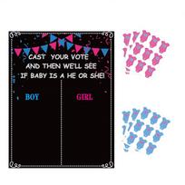 Gender Reveal Voting Board Baby Shower Party Game with 40 Voting Cards Boy or Girl Baby Gender Prediction Activity One Size