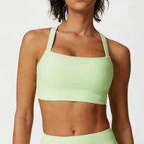 European & American 3D Ribbed Cross Back Sports Bra for Yoga Medium