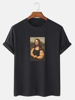 Summer Funny Mona Lisa Print Unisex T-shirt XL