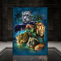 5D DIY Diamond Painting Animals Cross Stitch Kit Mosaic Diamond Embroidery Rose Full Round/Square Drill Home Decoration Round 30x40cm