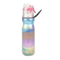 590ML Purškiamas vandens buteliukas su purškikliu, 3 sluoksnių izoliuotas, didelės talpos, be BPA, nešiojamas, nepralaidus, vyrams, moterims, kelionėms, sporto salės, sporto treniruotėms, su šiaudeliu, geriamasis puodelis E gray