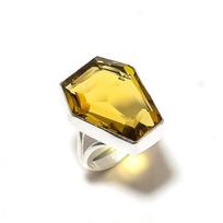Natural Citrine Gemstone Handmade 925 Sterling Silver Gift Ring Size 10 q7F86