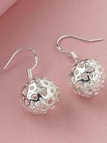 925 Sterling Silver Mesh Delicate Ball Drop Earrings for Women Engagement Party Jewelry Gifts