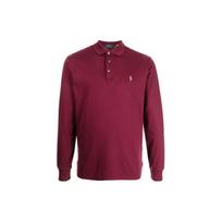 Polo Ralph Lauren Solid Color Logo Embroidered Long Sleeve Polo Shirt Men tops Burgundy 710671785-007 XL