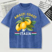 Amalfi krantas Italija Dizainas Sniego plovimo marškinėliai Vyriški Vasaros Patogūs Trumpomis rankovėmis Laisvi Unisex Medvilniniai Viršutiniai drabužiai Madingas Viršus S