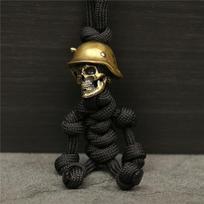 Skull Head Soldier King Keychain Lanyard Pendants Jewelry EDC Outdoor Knife Bead Tool Punk DIY Paracord Handmade Woven Accessory ADM