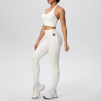 Cross Halter Neck Sports Bra with Back Detail & Push-Up Yoga Pants Set M