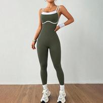 Cross-Border Color Block Halter Jumpsuit Small