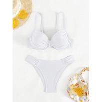 2026 Sexy Bikini Export Women's Separate Swimsuit Steel Support Pure Color Women's Dress S