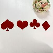 4-Piece Poker Suit Mirror Wall Stickers - Living Room & Bedroom Decor 4 pieces raudona