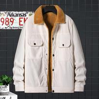 Corduroy Fleece Jacket Trendy Men's Autumn and Winter Jacket Fleece Tooling M