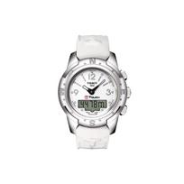 Tissot T-Touch II Series Quartz Movement Fashion Sports Diamond 100M Waterproof Watch Men watches White Titanium Leather T047.220.46.016.00 White Dial